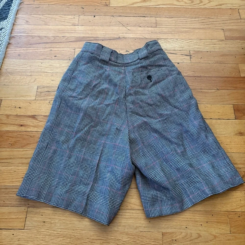 Vintage Georgio Saint Angelo Plaid Wool Pleated Shorts Size 6